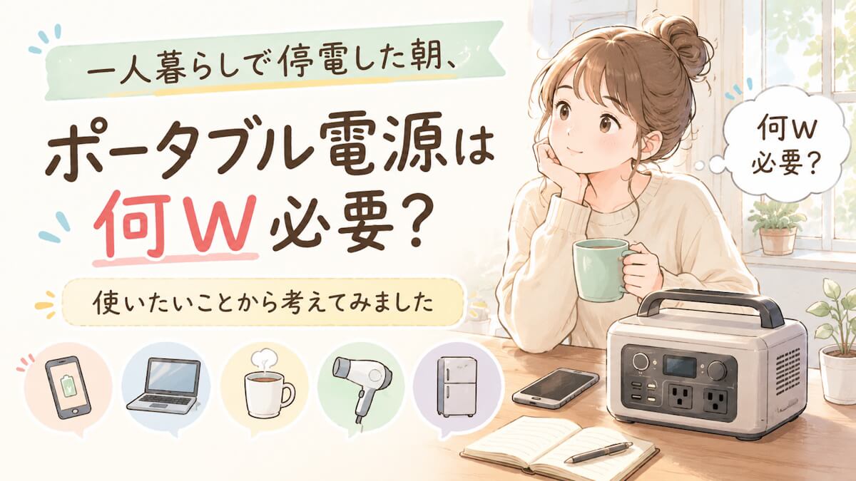 一人暮らしで停電した朝、ポータブル電源は何W必要？使いたいことから考えてみました